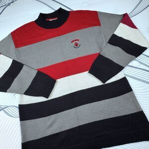 Vintage 90s Reebok Sweater‎ Men Lg Wool Blend Embroidered Y2K Striped Crewneck